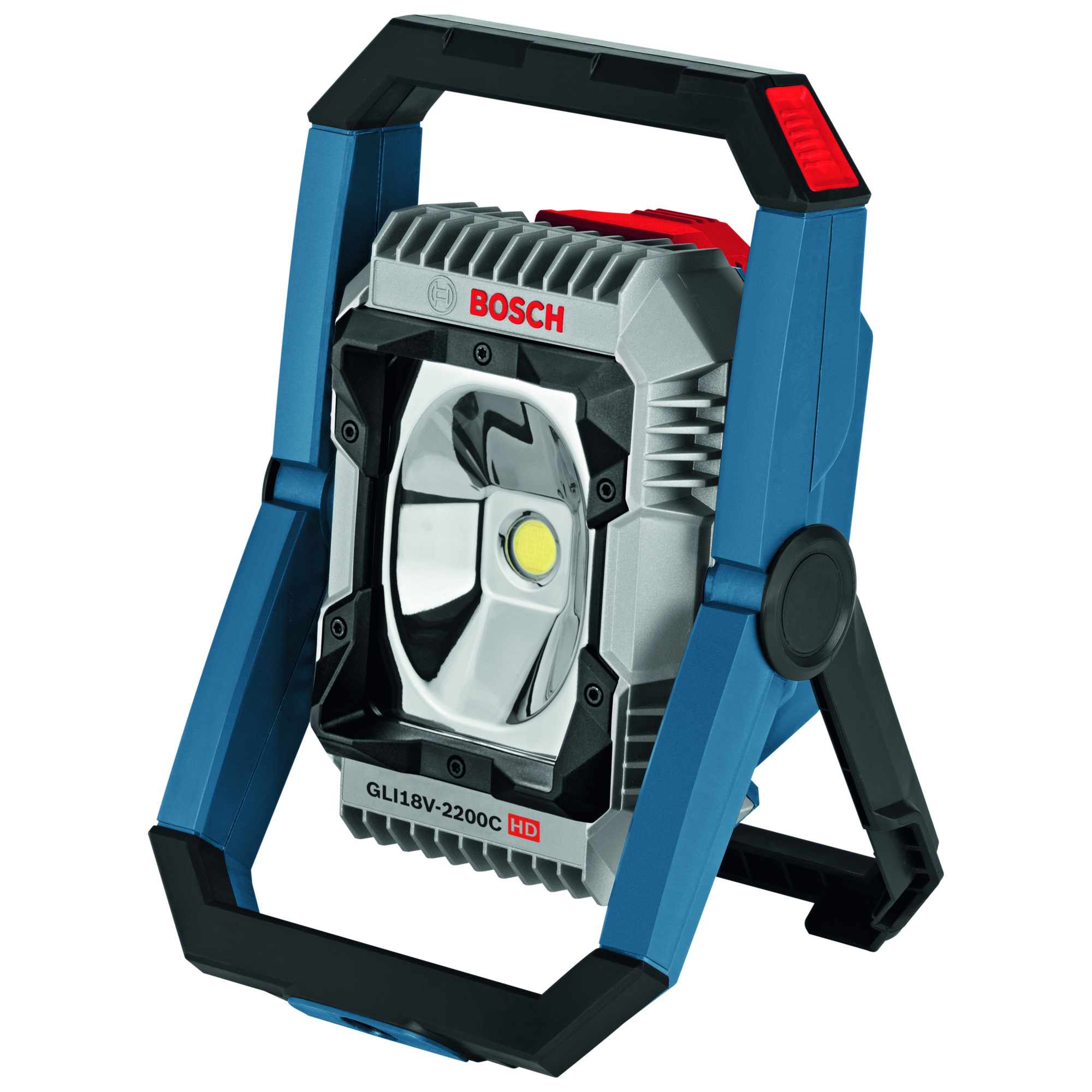 Bosch 18V Connected LED Floodlight — 2200 Lumens, Bluetooth, IP64-Rated, Adjustable Stand, Model# GLI18V-2200CN